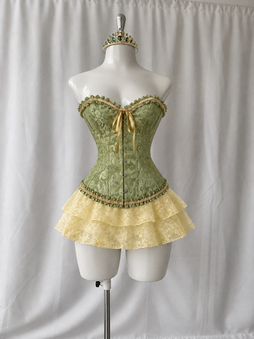 Disfraz la princesa y el sapo (corset, falda talla única , medias, corona al azar, guantes)