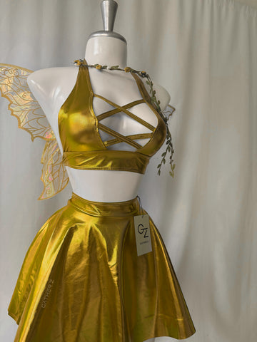 Disfraz hadas Tinkerbell (top, falda , alas)