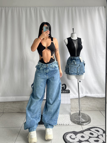 Baggy carpintero azul con ajuste Mia