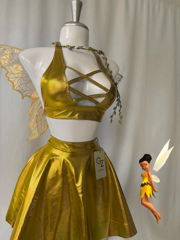Disfraz hadas Tinkerbell (top, falda , alas)