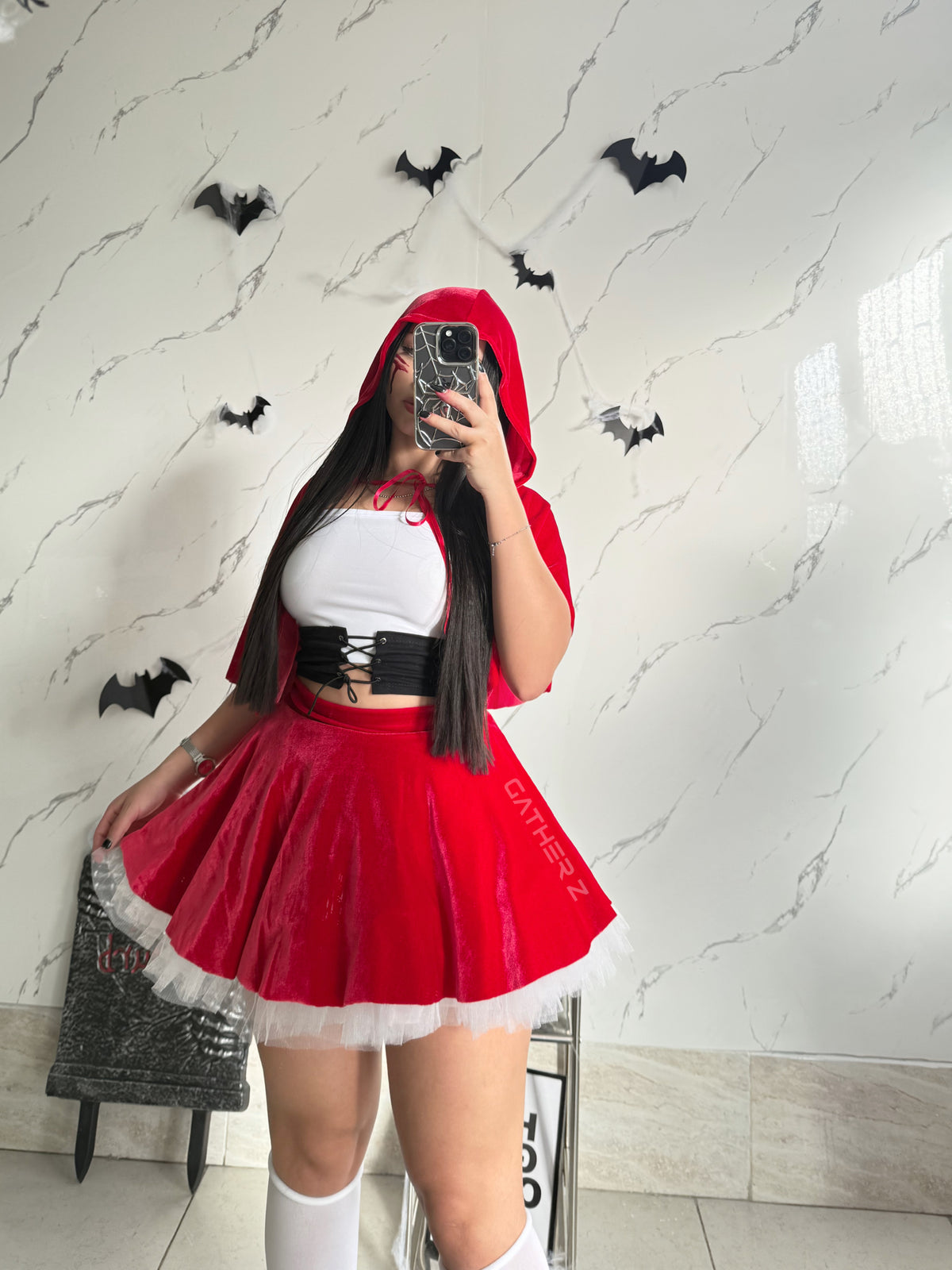 Disfraz Caperucita Roja ref 02 (capa, falda, top, corsé)