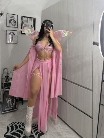 Disfraz hada ref exclusiva GZ (top, mangas, falda, panty, liguero, alas)