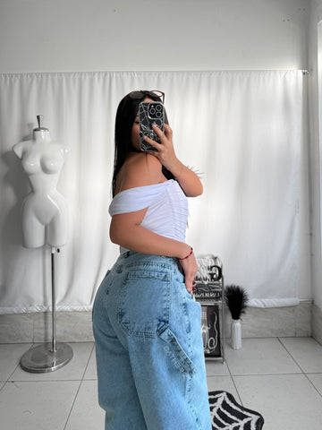 Baggy ajuste Lua azul claro