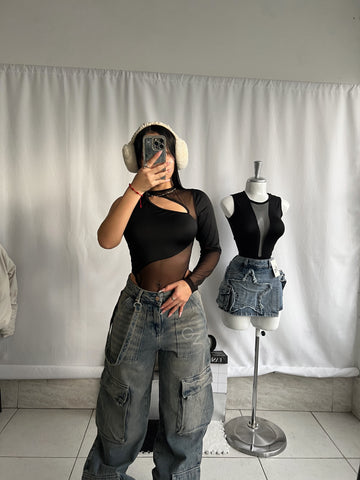 Body de malla una manga