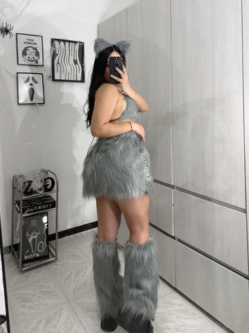 Disfraz de loba diseño exclusivo GZ (orejas,top,falda,polainas)