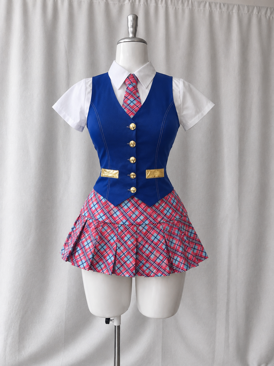 Disfraz Barbie escuela de princesa ref 03 )chaleco, camisa, falda, corbata)