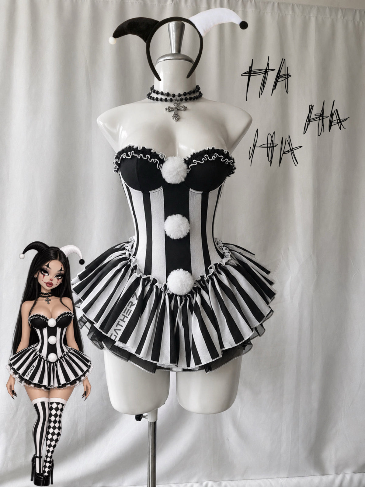Disfraz payasa ref 03 (diadema, vestido)
