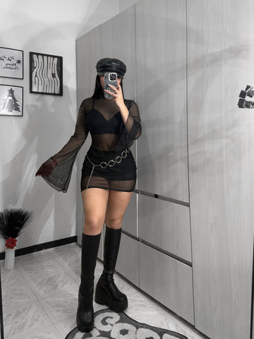 Vestido de malla (incluye top y short)