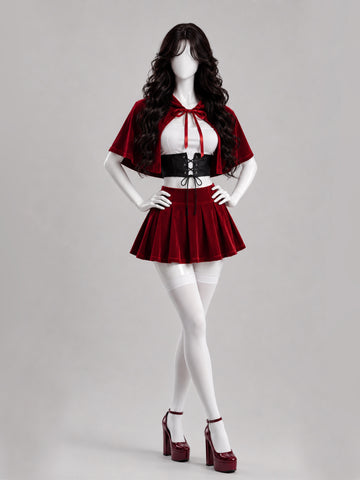 Disfraz Caperucita Roja ref 02 (capa, falda, top, corsé)