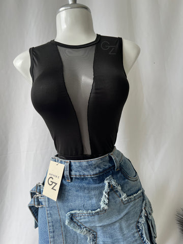 Body de malla en V