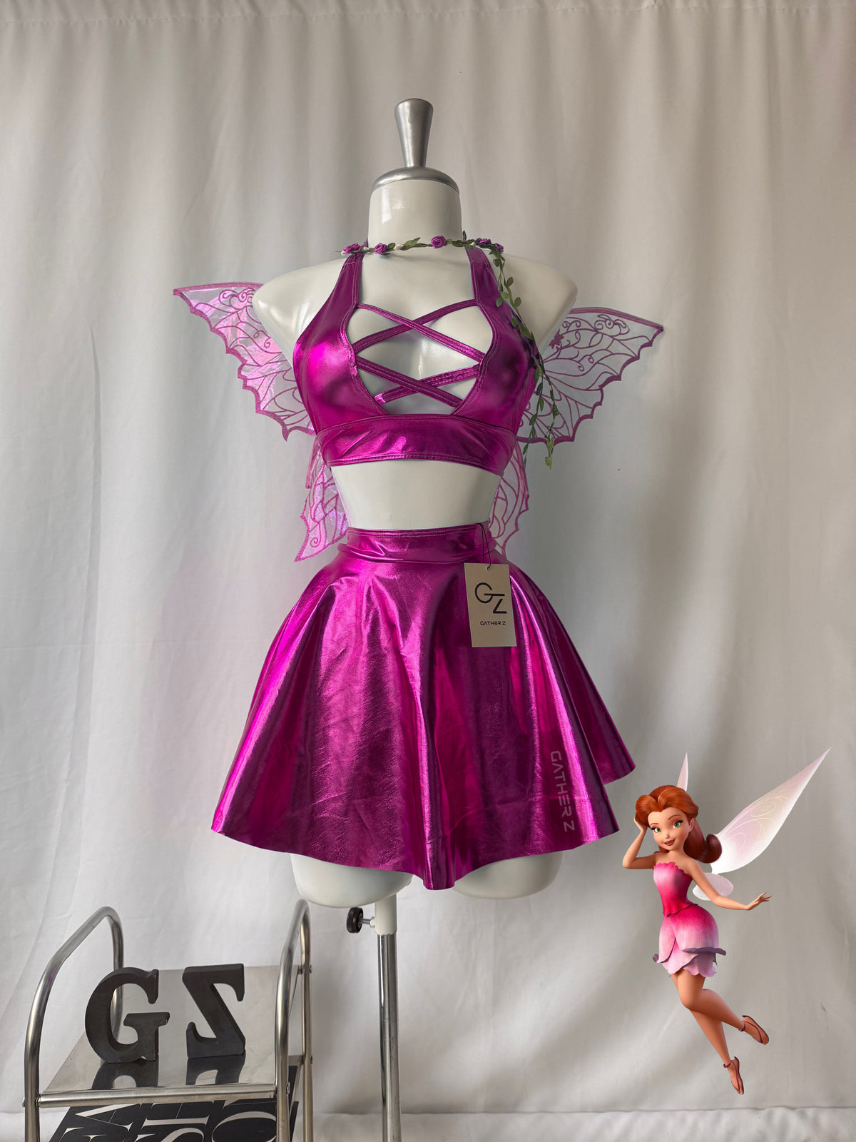 Disfraz hadas Tinkerbell (top, falda y alas pequeñas)