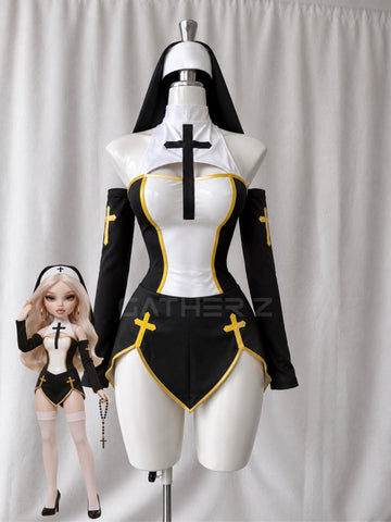 Disfraz monja ( diadema, vestido, mangas, medias )
