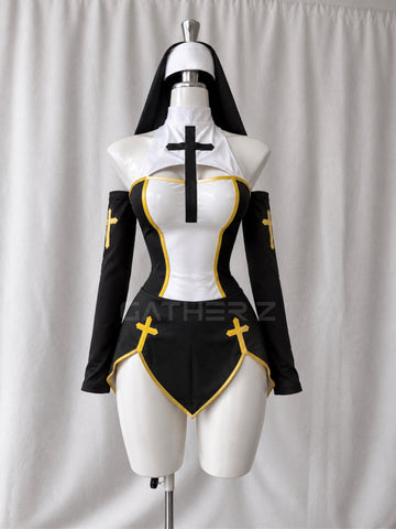 Disfraz monja ( diadema, vestido, mangas, medias )