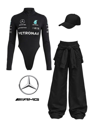 Disfraces Fórmula 1 , Redbull y Mercedes mujer ref 02( body , overol , gorra)