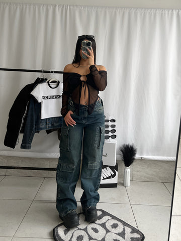 Jeans cargo azul