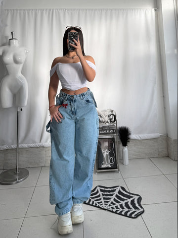Baggy ajuste Lua azul claro