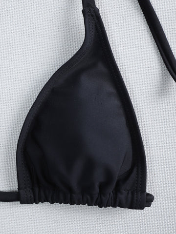 Bikini halter triángulo con malla