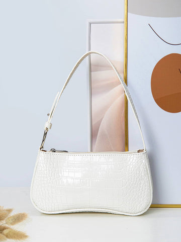 Bolso baguette minimalista con diseño de cocodrilo