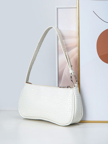 Bolso baguette minimalista con diseño de cocodrilo