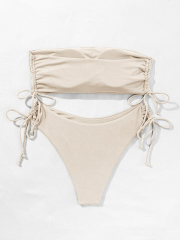 Bañador bikini cortado alto bandeau de canalé