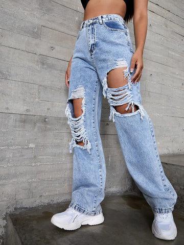 Jeans rotos de talle alto