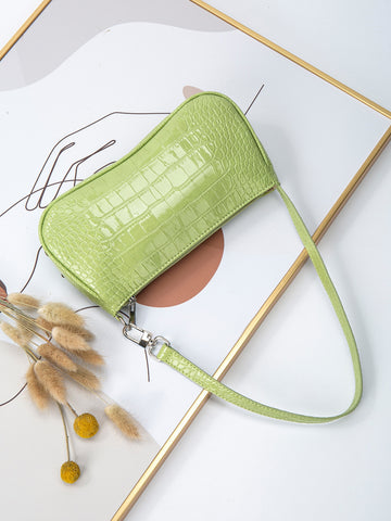 Bolso baguette minimalista con diseño de cocodrilo