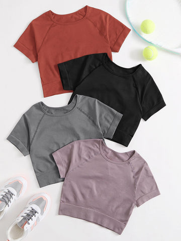 4 piezas camiseta deportiva de manga raglán