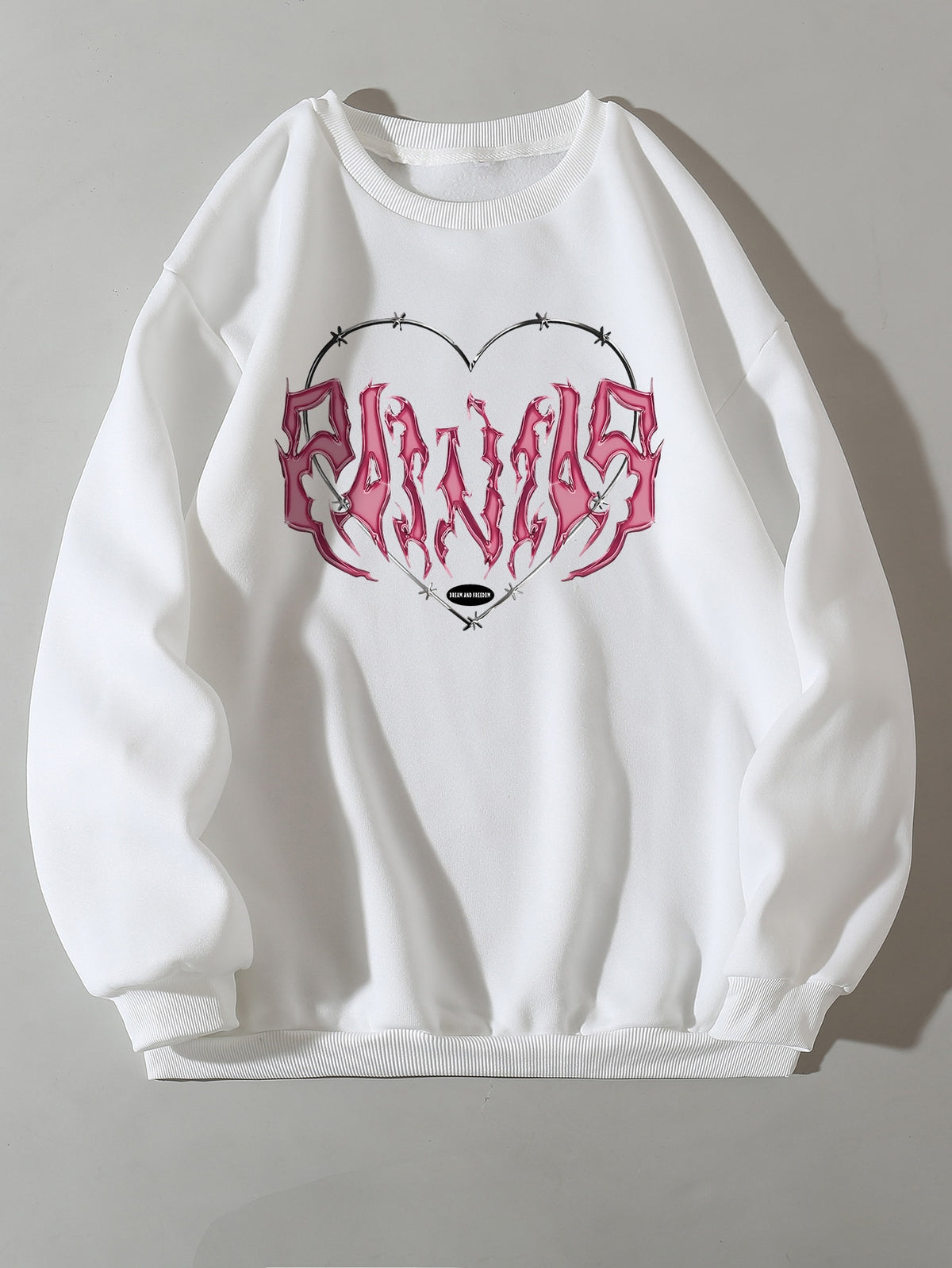 Sudadera con estampado de corazón y letra con forro térmico