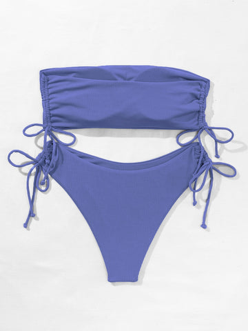 Bañador bikini cortado alto bandeau de canalé