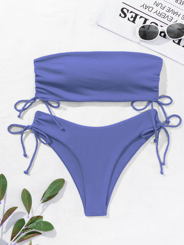 Bañador bikini cortado alto bandeau de canalé