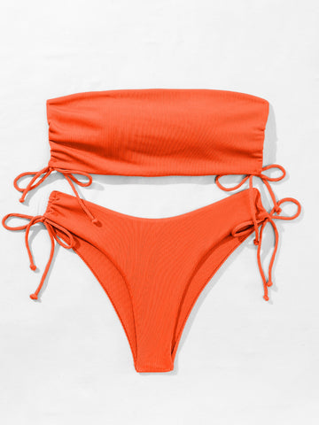 Bañador bikini cortado alto bandeau de canalé