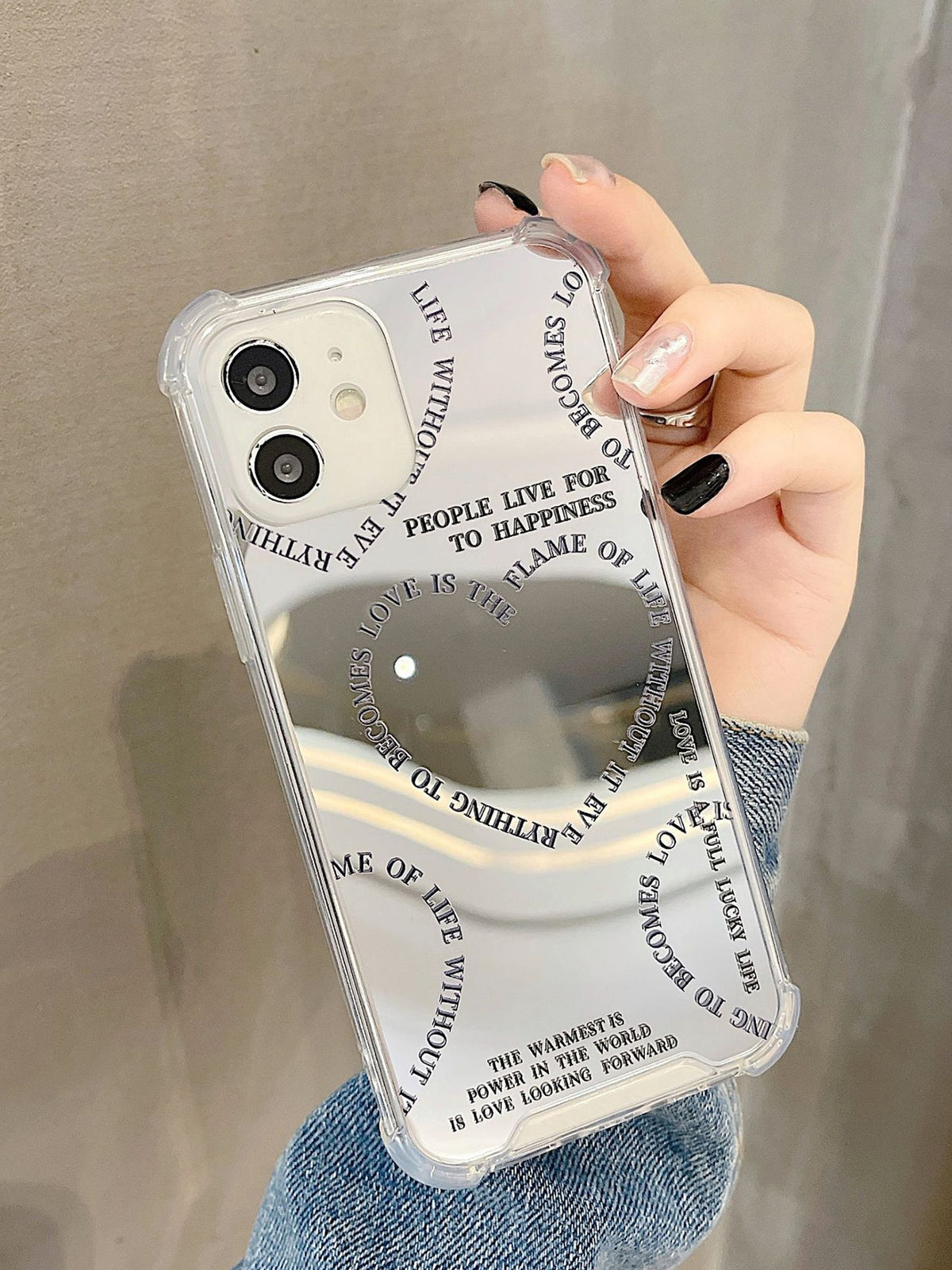 Funda de móvil de espejo con estampado de letra