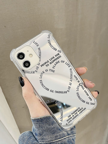 Funda de móvil de espejo con estampado de letra