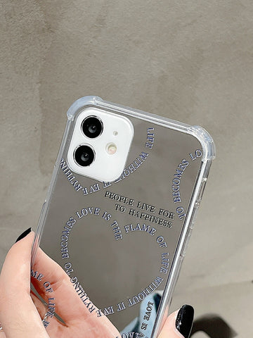 Funda de móvil de espejo con estampado de letra