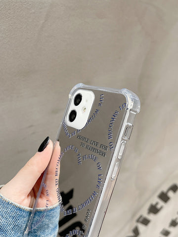 Funda de móvil de espejo con estampado de letra