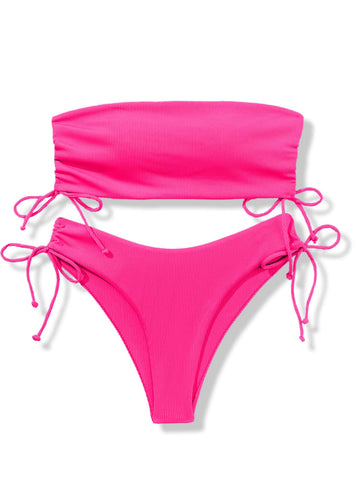 Bañador bikini cortado alto bandeau de canalé