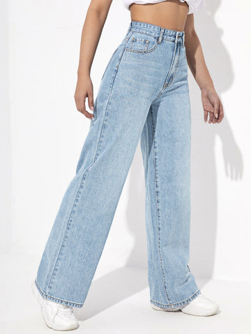 Jeans de talle alto de pierna ancha