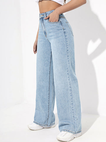 Jeans de talle alto de pierna ancha