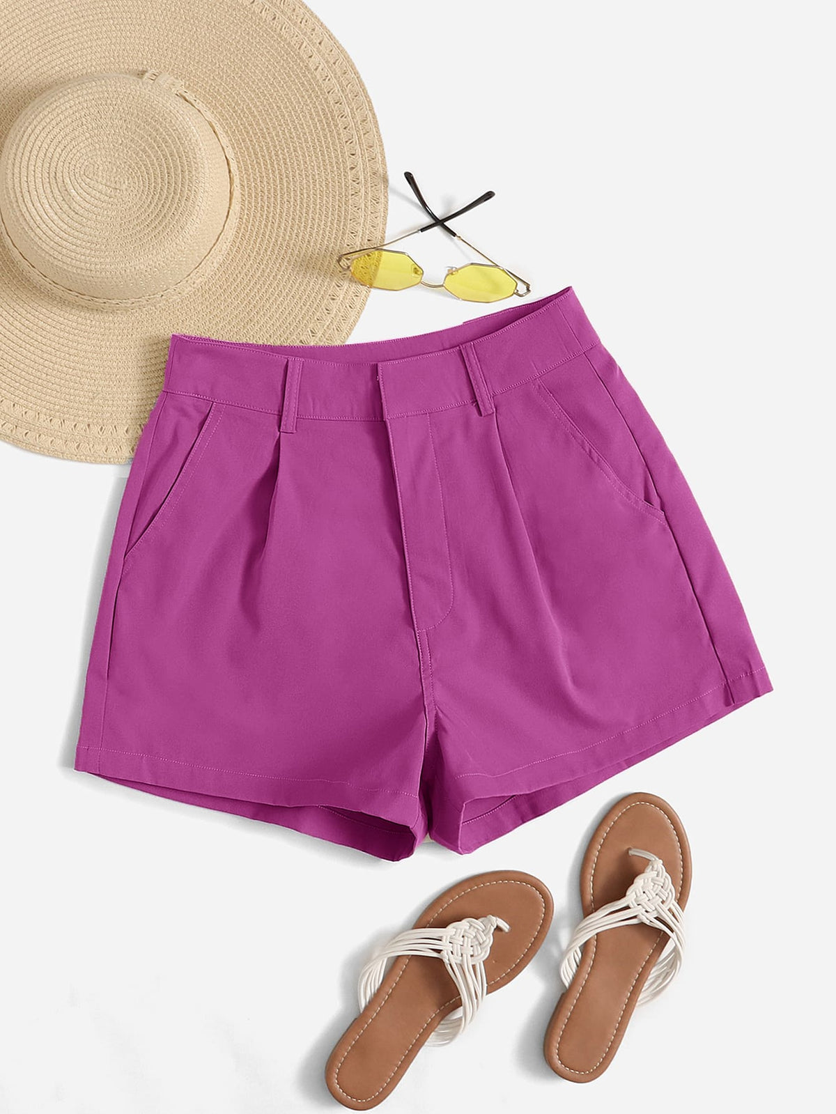 Shorts de talle alto con fruncido