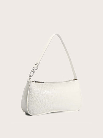 Bolso baguette minimalista con diseño de cocodrilo