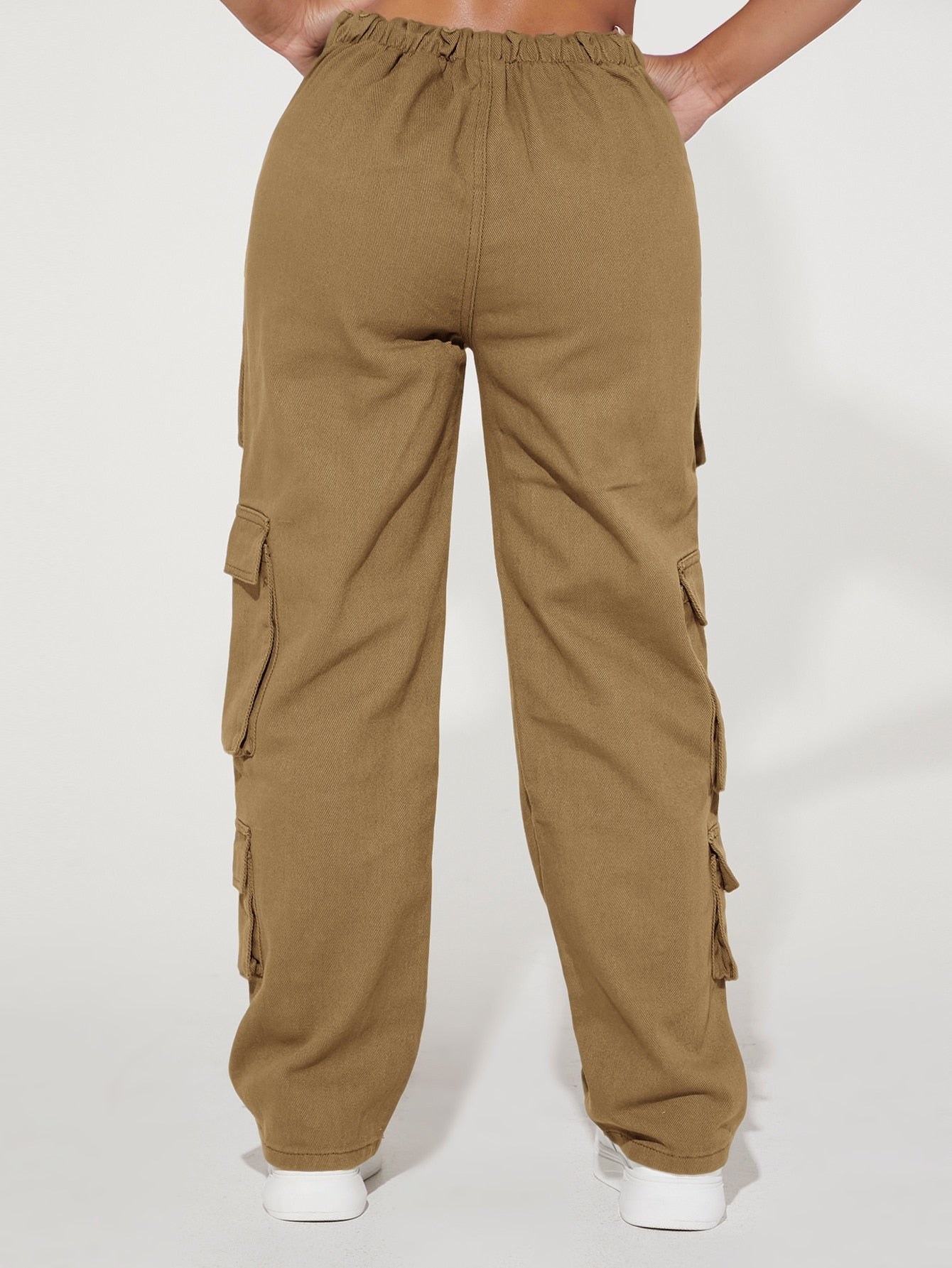 Jeans cargo cintura cortada en V con bolsillo con solapa – Gatherz