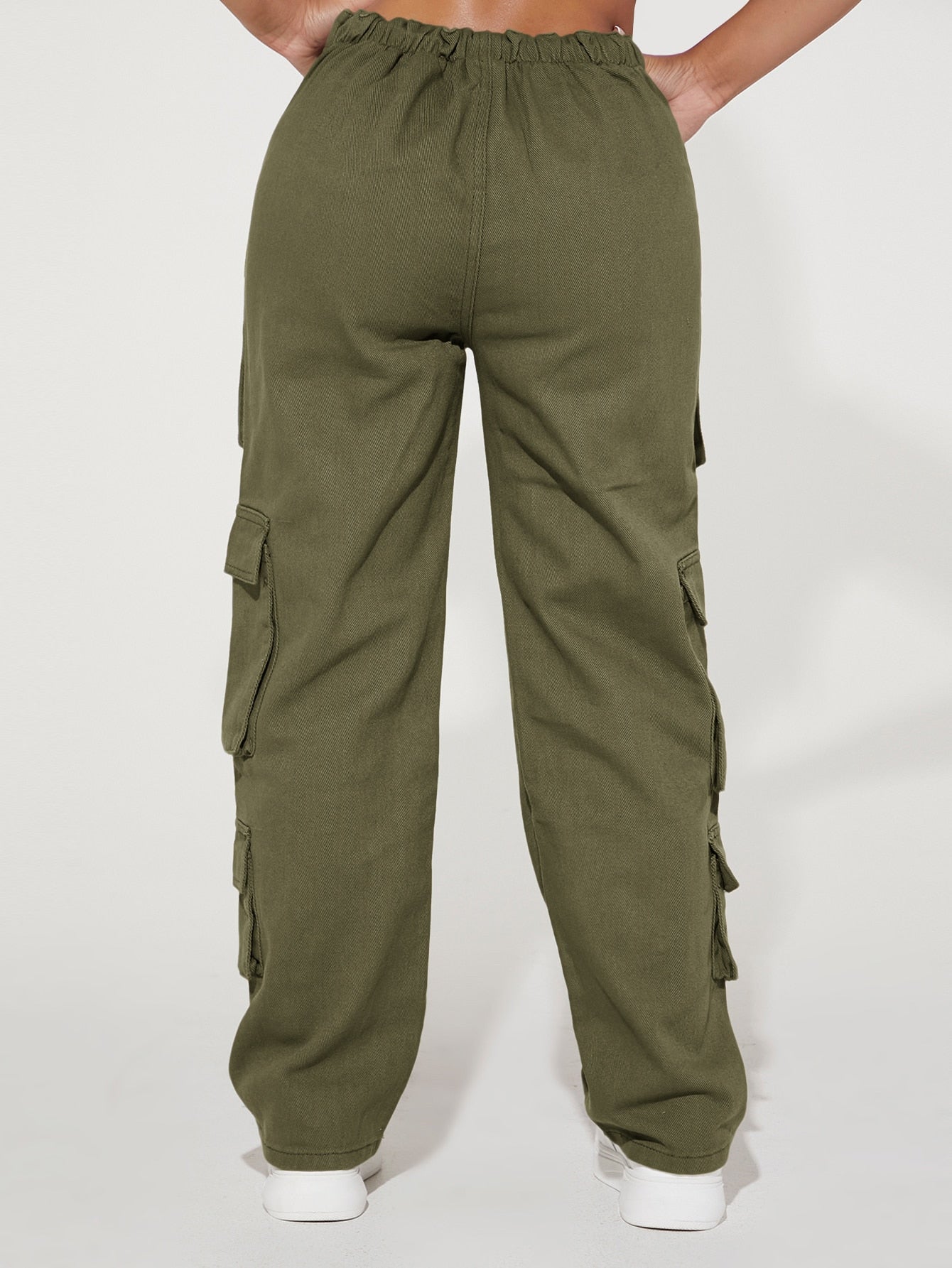 Pantalones cargo de cintura elástica con bolsillo con solapa