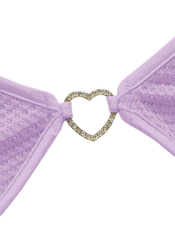 Top halter con diamante de imitación con diseño de aro de corazón de espalda abierta con nudo