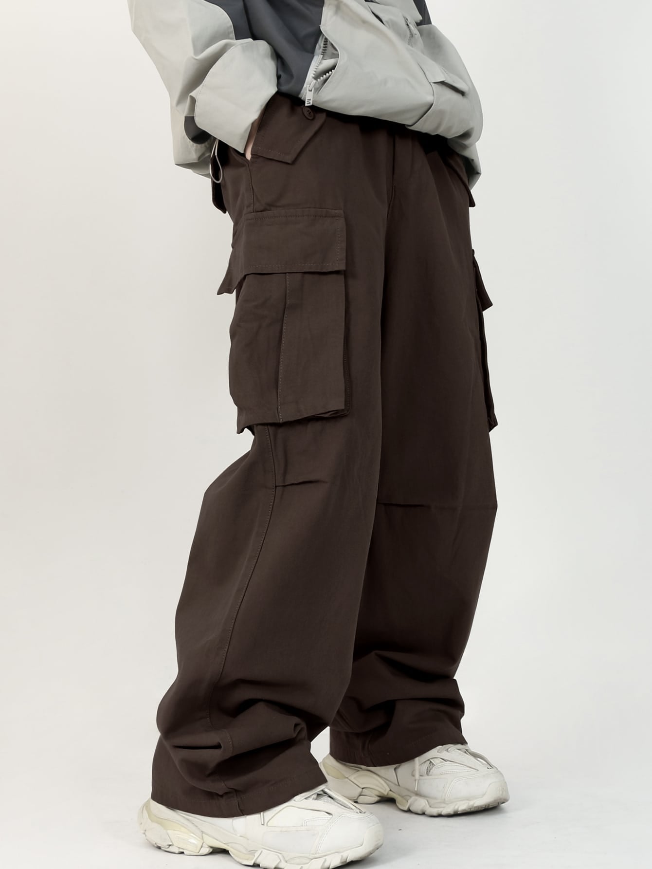 Pantalones cargo de calle con bolsillo con solapa y cordón elástico en la  cintura para hombre