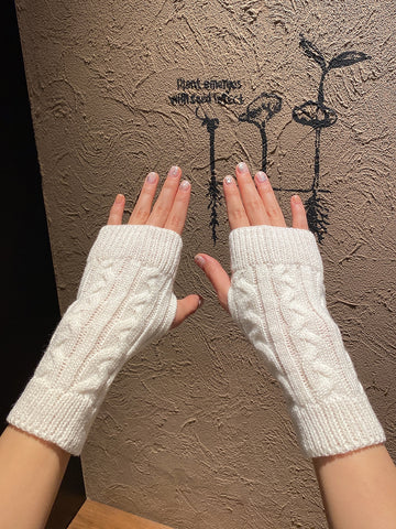 1 par de guantes sin dedos de punto cálidos para mujer para otoño e invierno