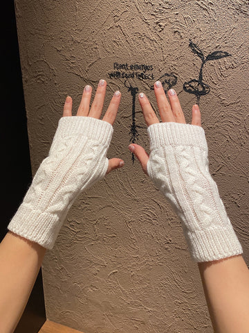 1 par de guantes sin dedos de punto cálidos para mujer para otoño e invierno