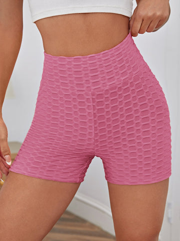 Shorts biker tejidos con textura de cintura ancha