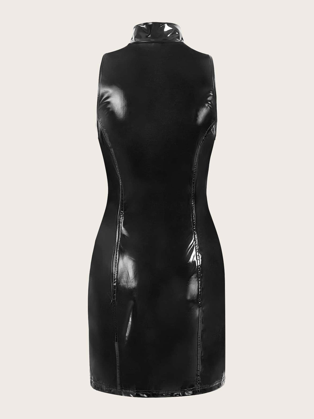 Vestido ajustado con cremallera cuero PU