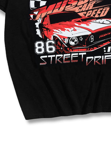 Hombres Camiseta con letra con estampado de coche