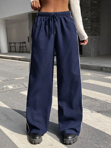 Pantalones de pierna ancha de talle alto con costura